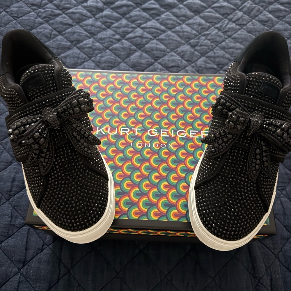 Kurt Geiger Black Crystal-Embellished Women's Sneakers - Picture 2 of 4